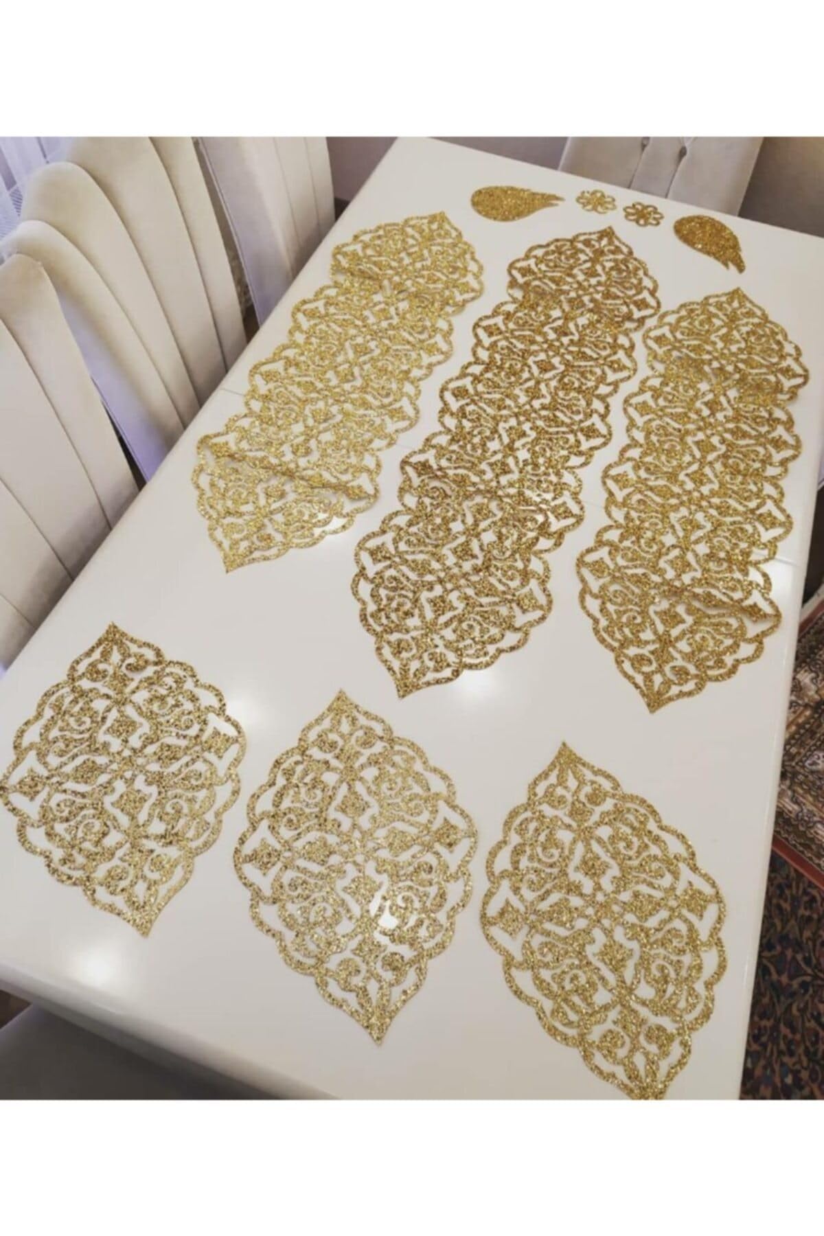 Table Runner - 10 Parçalı Suni Deri Masa Örtüsü