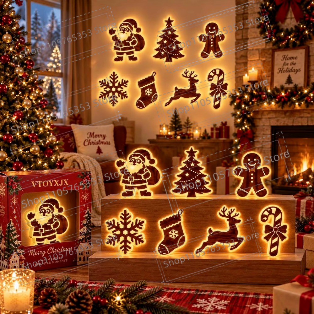 Wall Sticker - 2027 Ren Geyiği Işıltılı Noel Süsü,