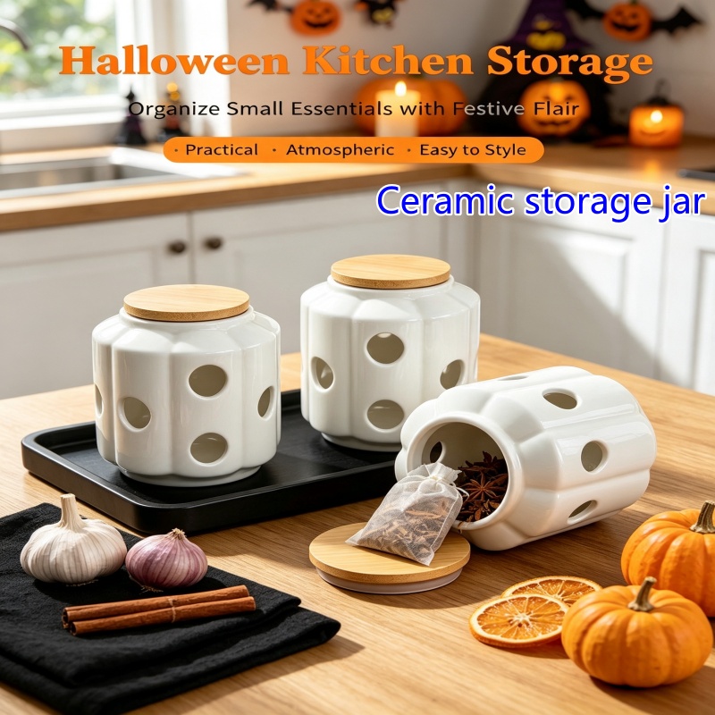 Candle Holder Decor - Yeni İskandinav Seramik Saklama Kavanozu, Cadılar
