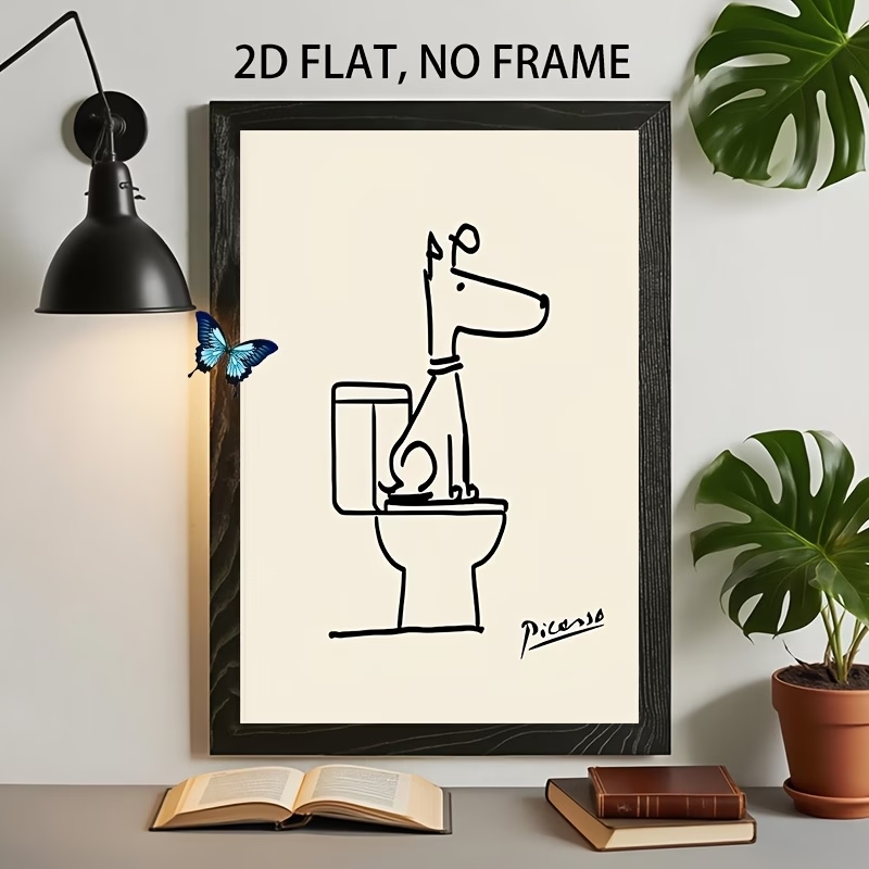 Interior Design Living Room - Modern, Retro Eğlenceli Köpek Tuvalet Picasso