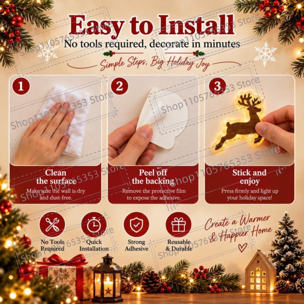 2027 Ren Geyiği Işıltılı Noel  - Wall Sticker incelemesi ve fiyatı