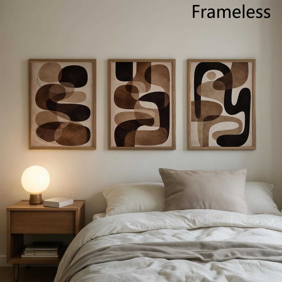 2D Düz 3 Parçalı Japandi Kahve - Abstract Canvas Set incelemesi ve fiyatı